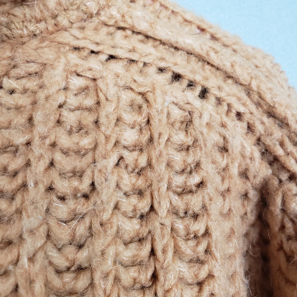Free People Size M Chunky Knit Turtleneck Sweater Camel Tan Wool Alpaca Winter‎ - Picture 9 of 9